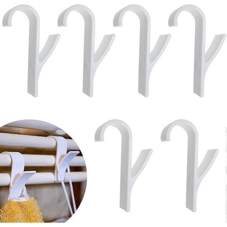 6 Stycken Badrumskrokar Hållare Plast Värmeelement Handdukstork Krokar Rörformiga Badrumskrokar Böjda Grepp (vit)