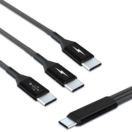 2025 Senaste Modell USB C Splitter Kabel, USB C Hane till 3 Typ-C Hane Laddningskabel, 3 i 1 Nylonflätad Laddningssladd med 3x0.2m Kabel, 5A F