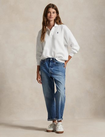 Polo Ralph Lauren Polo-Collar Fleece Pullover - White - L