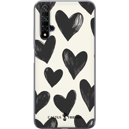 Kompatibelt Mobildeksel til Huawei Huawei nova 5T Cactus and Friends - Bold Black Love Pattern