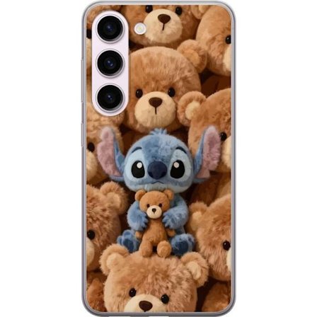 Kompatibelt Mobildeksel til Samsung Galaxy S23 Stitch omgitt av brune teddybjørner med en liten teddybjørn i fanget i en søt og koselig kawaii-design