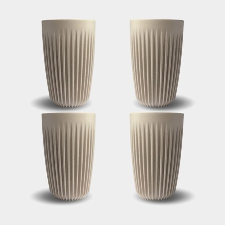 Coffee cup HuskeeCup 12oz Natural, recycled coffee husk, beige, 35 cl / 350 ml, 4-pack