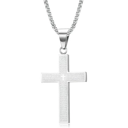 Halsband med Kors i Rostfritt Stål för Män, Korshänge Halsband med Kedja 60cm, Silver/Guld/Svart Halsband, Present till Födelsedag/Jul/Påsk