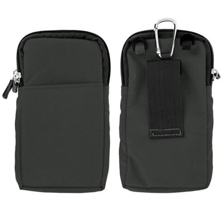 Grå multifunktionel skuldertaske - Integreret karabinhage / bælteklips