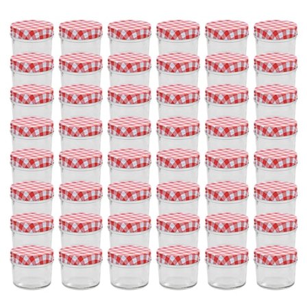 vidaXL Syltburkar i glas med vita och röda lock 48 st 110 ml