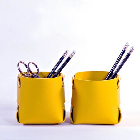 2-pak vegansk kunstlæder - Fjernbetjeningsholder - Stilfuld penholder - Blyantholder