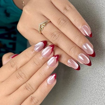 30x Katteøje Tryk På Negle Kort Mandelformede Kunstige Negle Fuld Dækning Klæbepå Negle