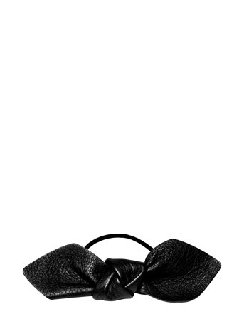 Leather Bow Big Hair Tie Black Corinne