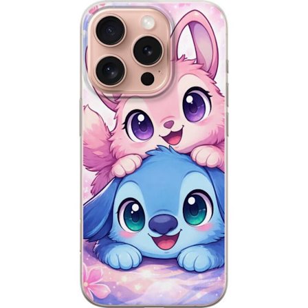 Yhteensopiva Puhelinkuori Apple Apple iPhone 16 Pro Suloinen kawaii-aiheinen kuvaus vaaleanpunaisilla ja sinisillä fantasieläimillä, suurilla silmi