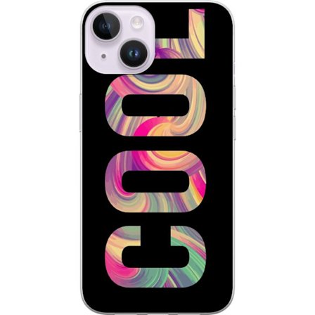 Kompatibel Mobilcover til Apple Apple iPhone 14 Modern typografisk kunst med ordet LOVE i flydende regnbuefarver mod sort baggrund, der skaber en stæ