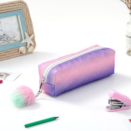 Kynäkotelo Suuri Kapasiteetti Kynäpussi Kannettava Laaja Säilytystila Canvas Kynälaukku Opiskelijoille Yritys Toimisto Glitter Kynäpussi (Violetti 