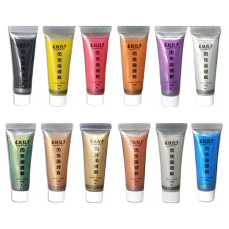 Metallisk Akrylmaling 12ML Standard Kunstmaling til Maling på Lærred Metal Plastik Stof og Træ Håndværksartikler