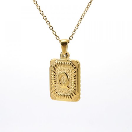 18K Guldpläterat Halsband med Initialer, Kvadratisk Bokstav