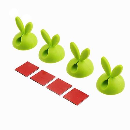 4 stk/sæt Cute Bunny Ear Bil Dashboard Kabel Fixer Oplader Kabel Manager Spænde Clip Wire Winder Holder Auto Interiør Tilbehør| | Green
