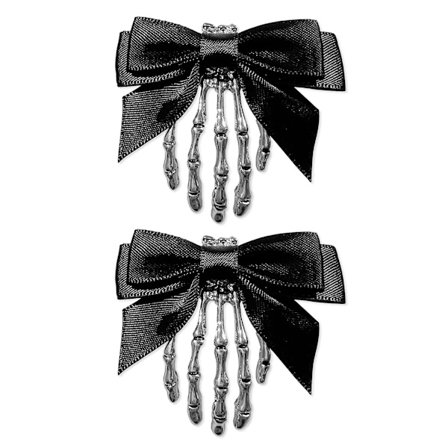 2 st Halloween Skelett Klor Hårklämmor Söta Ben Hårklämma med Rosett Kvinnor Skräckfest Dekoration Cosplay Kostym Tillbehör Hårnål för Flickor