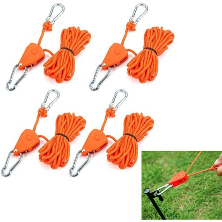 4-pak - Justerbart spændingskabel, remskive, 4-meter reflekterende kabel til solsejl (orange)