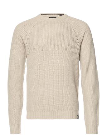 Onskelvin 5 Struc Crew Neck Knit Strikkegenser M. Rund Krage Beige ONLY & SONS