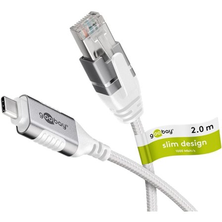 Ethernet-kabel USB-C 3.1 til RJ45, Slim, 2 m