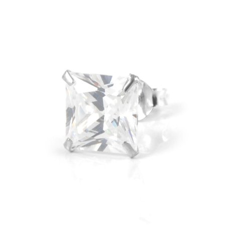 Kolczyk z kwadratową cyrkonią 10 mm dla mężczyzn - Wkręty