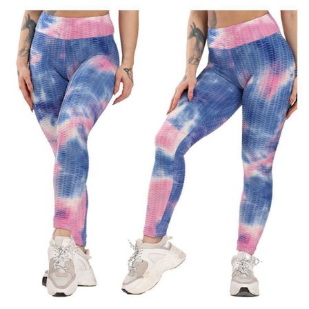 Rosa Blå Leggings med mönster Tie Dye Leggings