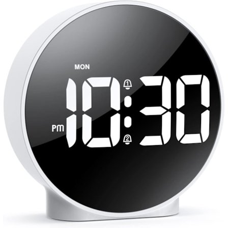 HD digital alarmklokke, nattbordsklokker med stor buet LED-skjerm, oppladbar LED-klokke, nattbordsklokke med slumre, for tunge sovende barn