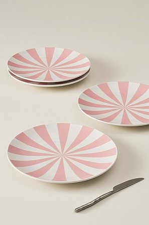 Jotex - Tallrik 4-pack ø 28,5 Cm Rosa/vit MIKA - Köp Tallrikar hos Jotex