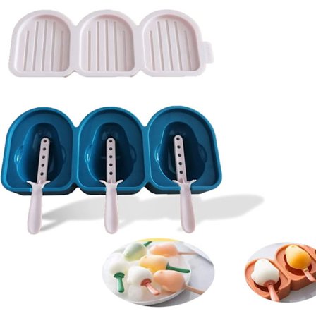 3 Popsicle Maker-formar med lock - Blå