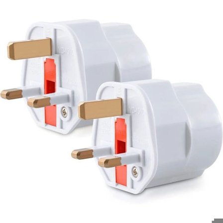 2X UK Pluggadapter - Schuko Type G - Frankrike vs. UK Plugg - Kompakt Reiseadapter - Kompatibel