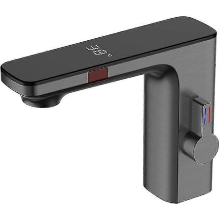 Smart Sensor Vaskarmatur, Digitalt Blandingsbatteri til Varmt og Koldt Vand, Automatisk Sensorstyret Armatur til Både Hjemme- og Erhvervsbrug (Grå) - 