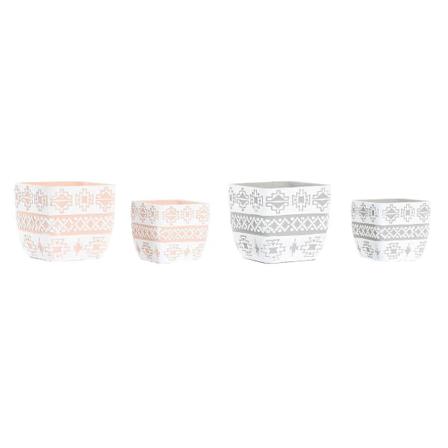Krukset Dkd Home Decor Grå Beige Cement Tropiskt (2 Antal) (14 X
