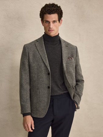 John Henric Men's Blazer Marron Coupe Sur Mesure Size 48