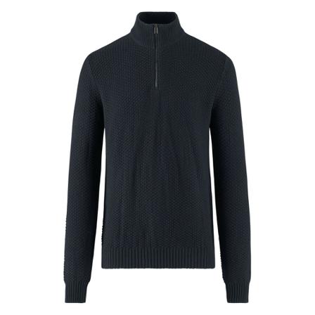 BomBoogie Cotton Wool Blend Tricot Sweater with Zip Blå, Herre