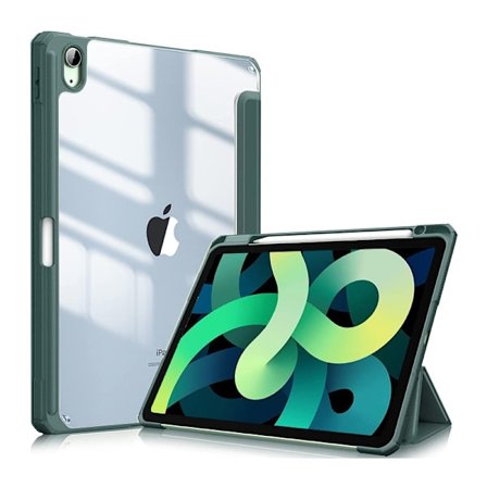 Etui til iPad 10.2 2019/2020/2021 Mørk Nat Grøn Bælte Trifold Høj Gennemsigtig Læder