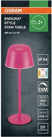 OSRAM Led Bordlampe Utendørs Magenta Oppladbar Usb