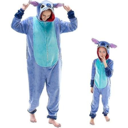 Mukava Unisex Aikuisten Onesie-Pyjama Flanelli Cosplay El in Yksikokoinen Halloween-Puku Nukkumisasu Kotiasu Q Ningling 85cm - T ydellinen Sininen 