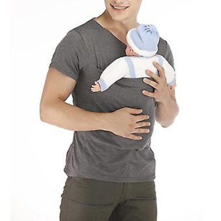 Pappa Mamma Baby Bärtröja, multifunktionella vardags T-shirts med kängurupåse, känguru säkerhets T-shirt, gravidkläder (3XL Ljusgrå)