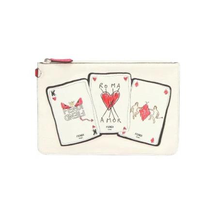 Fendi Vintage Pre-owned Læder clutches Hvid, Dame Vintage Tasker, Størrelse: ONE Size