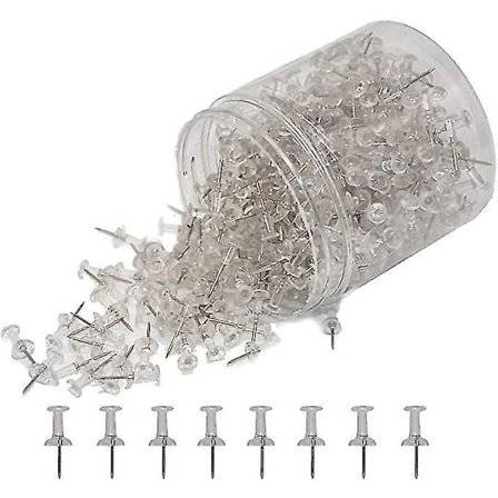 400 stk Klare Tommeltapper Plast Hoder Tegning Kartnåler