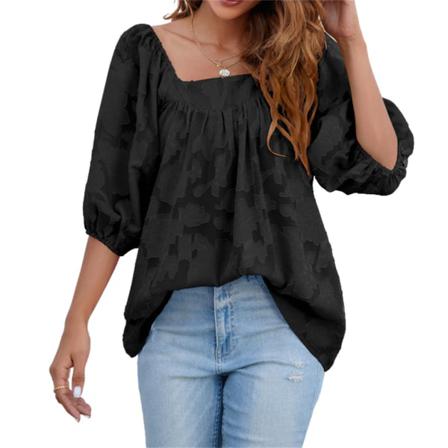 Casual Damblus Volang Plisserad Hollow Loose-fit Shirt Dance