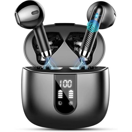 Bluetooth 5.4-hörlurar, trådlösa in-ear hörlurar med 4 mikrofoner, 48 timmars djup bas speltid trådlös öronsnäcka, LED-skärm, Bluetooth-hörlurar med 