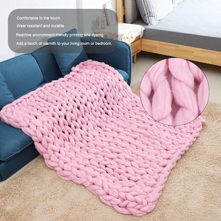 Stickad tjock plysch soffa filt varm mjuk super stor skrymmande (rosa 100 * 120 cm / 39,4 * 47,2 tum)