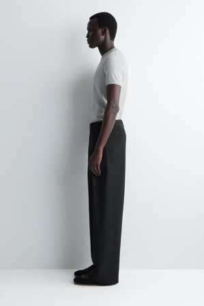 COS Men's T-Shirt Slim In Cotone A Coste in Grigio