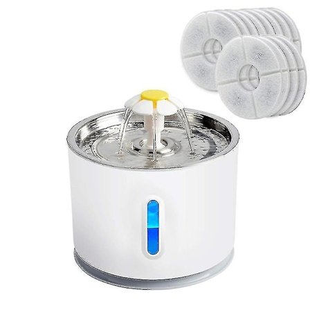 Katt Vattenfontän Hund Vatten Skål Automatisk Husdjur Dricka( Storlek,färg : Med 12st Filter-grå