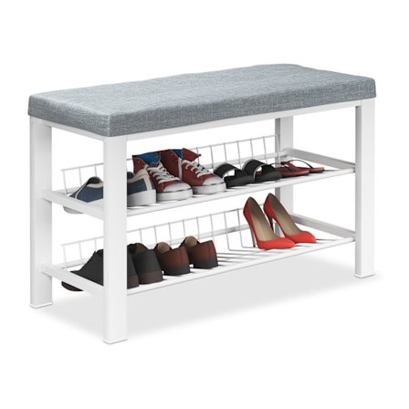 Kenkäpenkki tyynyllä, metallirunko, 2-tasoinen teline