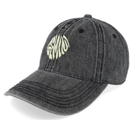 Delulu - Noir unconstructed Casquette - Gemini Snow Washed Black Denim Dad Cap @ Hatstore