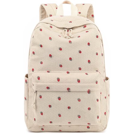 ING Dame Ryggsekk - Ryggsekk - Jenteryggsekk - Kordfløyel - Laptopveske - Dame Reise Ryggsekk - Beige