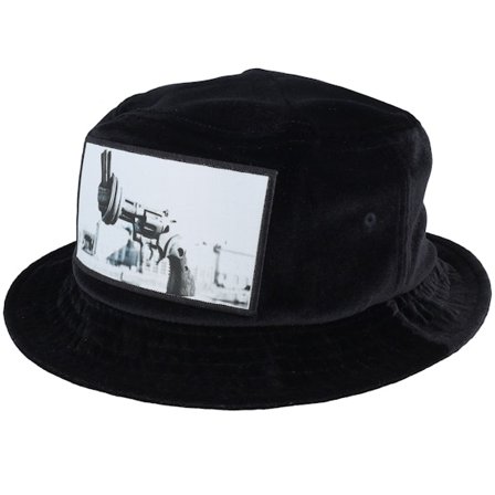 Calza Pennello - Zwart bucket Hoed - Knotted Gun Velvet Black Bucket @ Hatstore
