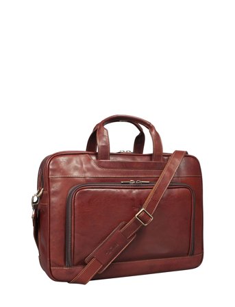 Tony Perotti 2 Compartment Laptop Briefcase - Brown - ONE SIZE