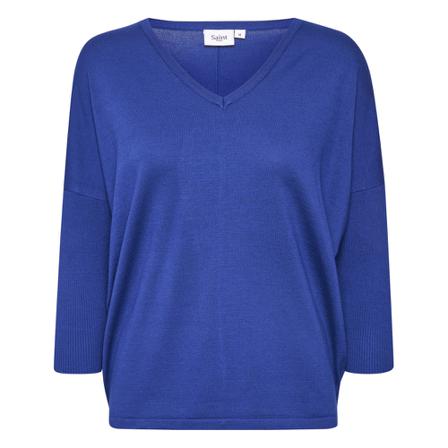 Saint Tropez MilaSZ V-N Pullover , Blauw , Dames , Maat: S Truis