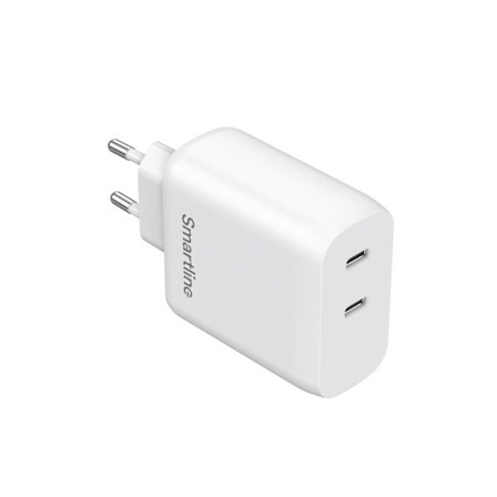 Smartline 35W Hurtigoplader Dual USB-C Hvid